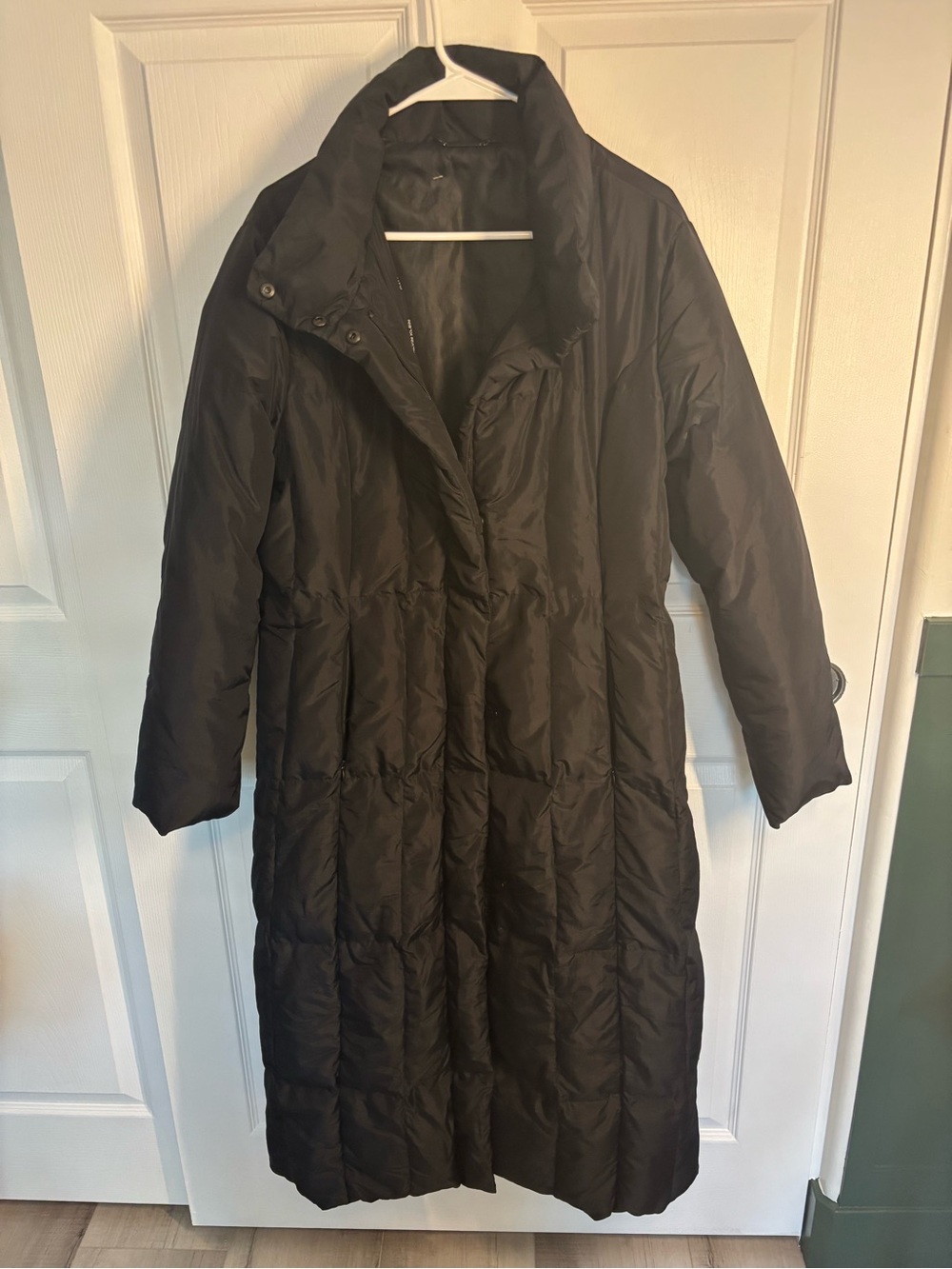 Calvin Klein Long Maxi Puffer Coat Black Quilted Zip Snap XL (estimate)